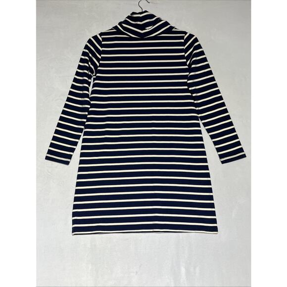 Vineyard Vines Girls Large 14 Funnel Neck Stripe Knit Dress Blue White Cotton - Picture 3 of 16